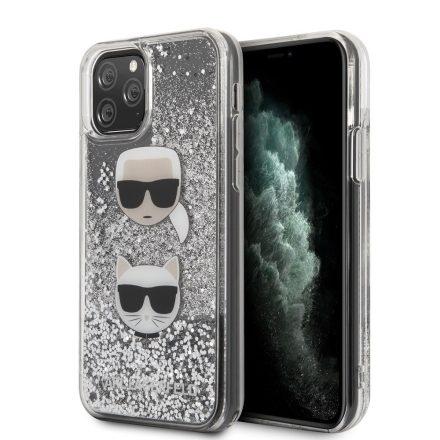 Apple iPhone 11 Pro KARL LAGERFELD KLHCN58KCGLSL Liquid Glitter TPU Hátlap - Ezüst