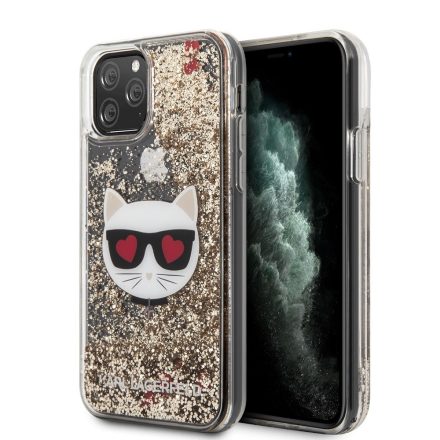 Apple iPhone 11 Pro KARL LAGERFELD KLHCN58LCGLGO Liquid Glitter TPU Hátlap - Arany