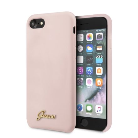 Apple iPhone 7/8/SE2 GUESS GUHCI8LSLMGLP Liquid Silicon Hátlap - Rózsaszín