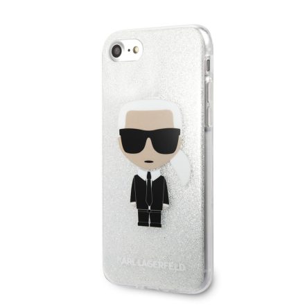 Apple iPhone 7/8/SE2 KARL LAGERFELD KLHCI8TPUTRIKSL Glitter TPU Hátlap - Ezüst