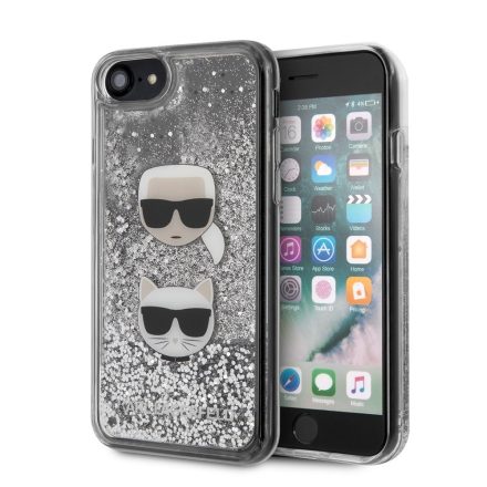 Apple iPhone 7/8/SE2 KARL LAGERFELD KLHCI8KCGLSL Liquid Glitter TPU Hátlap - Ezüst