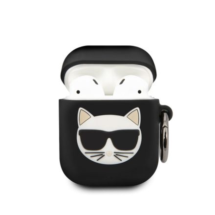 Apple Airpods 1/2 KARL LAGERFELD KLACA2SILCHBK Liquid Silicon Tartó - Fekete