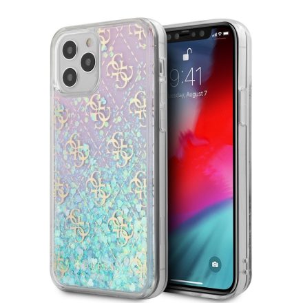 Apple iPhone 12 Pro Max GUESS GUHCP12LLG4GGBLPI  Liquid Glitter TPU Hátlap - Rózsaszín