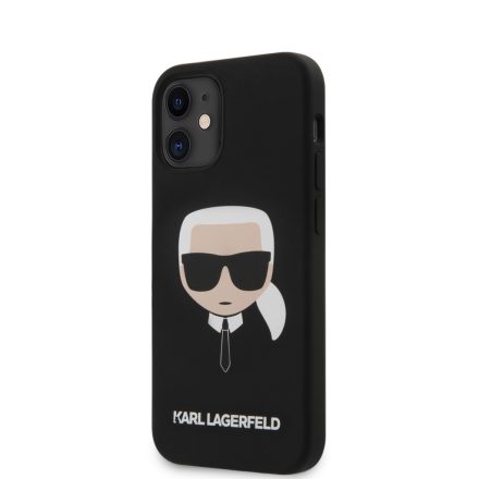 Apple iPhone 12 Mini KARL LAGERFELD  KLHCP12SSLKHBK Liquid Silicon Hátlap - Fekete