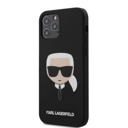 Apple iPhone 12 Pro Max KARL LAGERFELD  KLHCP12LSLKHBK Liquid Silicon Hátlap - Fekete