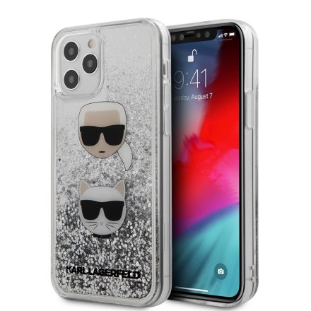 Apple iPhone 12 Pro Max KARL LAGERFELD KLHCP12MKCGLSL Liquid Glitter TPU Hátlap - Ezüst