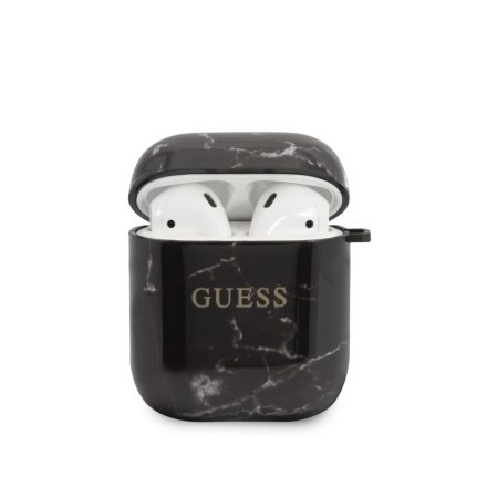Apple Airpods 1/2 GUESS GUACA2TPUMABK TPU Tartó - Fekete