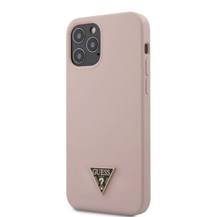 Apple iPhone 12 Pro Max GUESS GUHCP12LLSTMLP Liquid Silicon Hátlap - Púder Rózsaszín