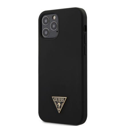 Apple iPhone 12 Pro Max GUESS GUHCP12LLSTMBK Liquid Silicon Hátlap - Fekete