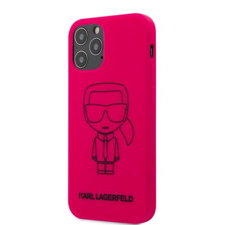 Apple iPhone 12/12 Pro KARL LAGERFELD  KLHCP12MSILFLPI Liquid Silicon Hátlap - Magenta