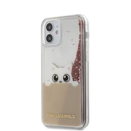 Apple iPhone 12 Mini KARL LAGERFELD KLHCP12SPABGNU Liquid Glitter TPU Hátlap - Rózsaszín