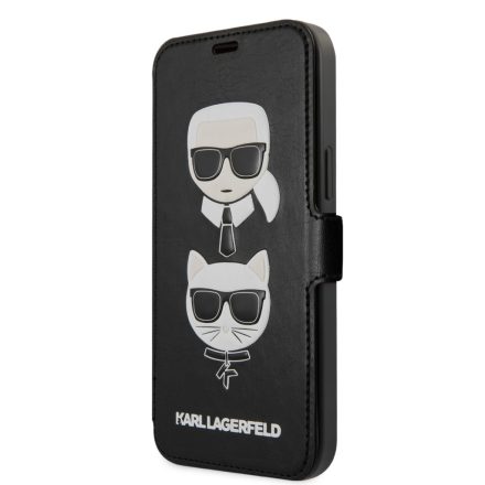 Apple iPhone 12 Pro Max KARL LAGERFELD KLFLBKSP12LFKICKC Bőr Könyvtok - Fekete