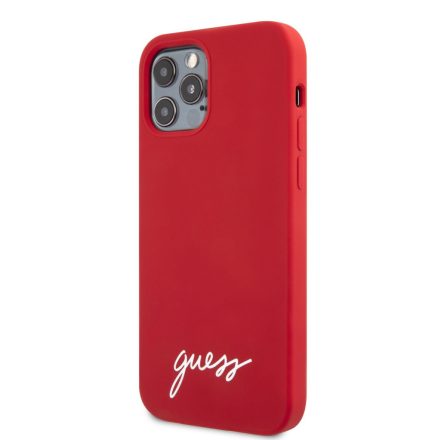 Apple iPhone 12/12 Pro GUESS GUHCP12M40SILRE Liquid Silicon Hátlap - Piros