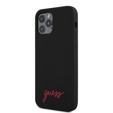 Apple iPhone 12/12 Pro GUESS GUHCP12M40SILBK Liquid Silicon Hátlap - Fekete
