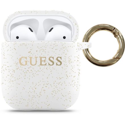 Apple Airpods 1/2 GUESS GUACCSILGLWH Liquid Silicon Tartó - Fehér