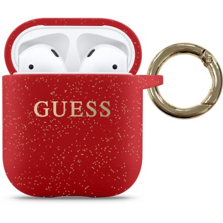 Apple Airpods 1/2 GUESS GUACCSILGLRE Liquid Silicon Tartó - Piros