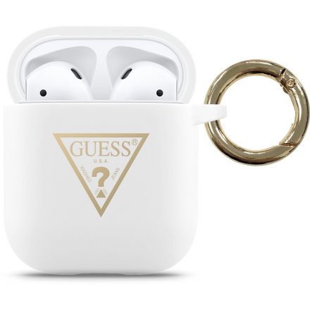 Apple Airpods 1/2 GUESS GUACA2LSTLWH Liquid Silicon Tartó - Fehér
