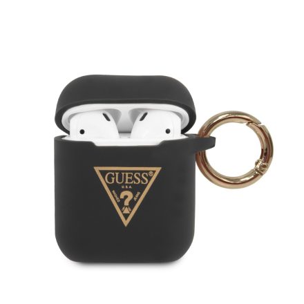 Apple Airpods 1/2 GUESS GUACA2LSTLBK Liquid Silicon Tartó - Fekete