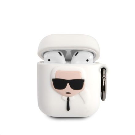 Apple Airpods 1/2 KARL LAGERFELD KLACCSILKHWH Liquid Silicon Tartó - Fehér