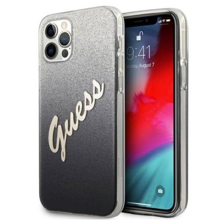 Apple iPhone 12 Pro Max GUESS GUHCNP12LPCUGLSBK Hátlap - Fekete
