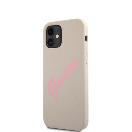 Apple iPhone 12 Mini GUESS GUHCP12SLSVSGP Liquid Silicon Hátlap - Világosszürke