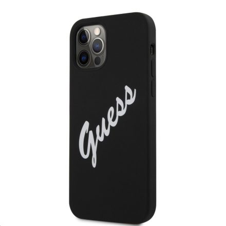 Apple iPhone 12 Pro Max GUESS GUHCP12LLSVSBW Liquid Silicon Hátlap - Fekete