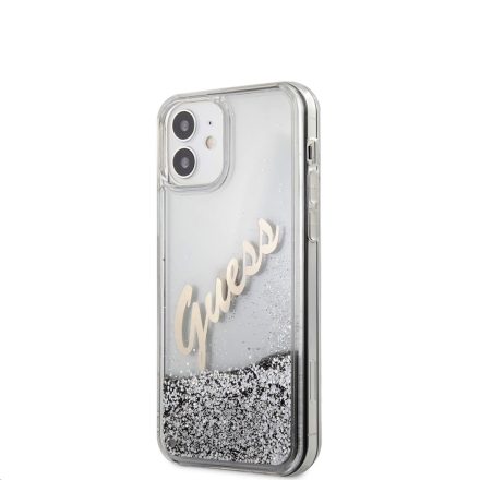 Apple iPhone 12 Mini GUESS GUHCP12SGLVSSI Liquid Glitter TPU Hátlap - Ezüst