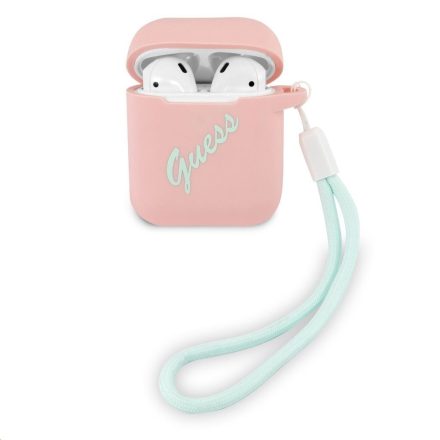 Apple Airpods 1/2 GUESS GUACA2LSVSPG Liquid Silicon Tartó - Rózsaszín