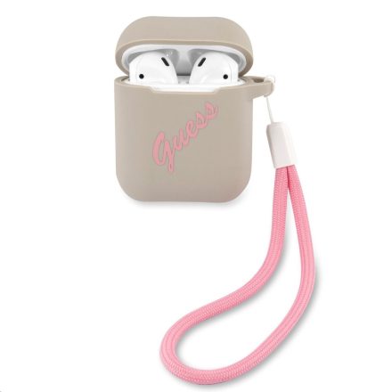 Apple Airpods 1/2 GUESS GUACA2LSVSGP Liquid Silicon Tartó - Világosszürke