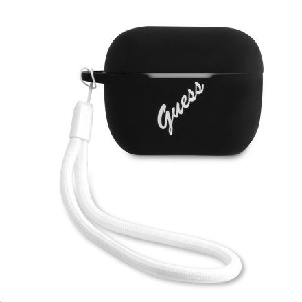 Apple Airpods Pro GUESS GUACAPLSVSBW Liquid Silicon Tartó - Fekete