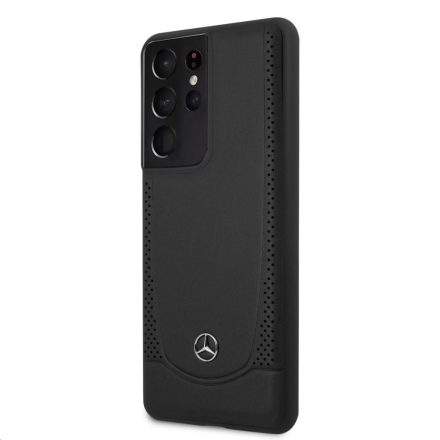 Samsung S21 Ultra Mercedes MEHCS21LARMBK Bőr Hátlap - Fekete