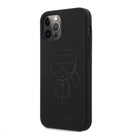 Apple iPhone 12/12 Pro KARL LAGERFELD KLHCP12MSILTTBK Liquid Silicon Hátlap - Fekete