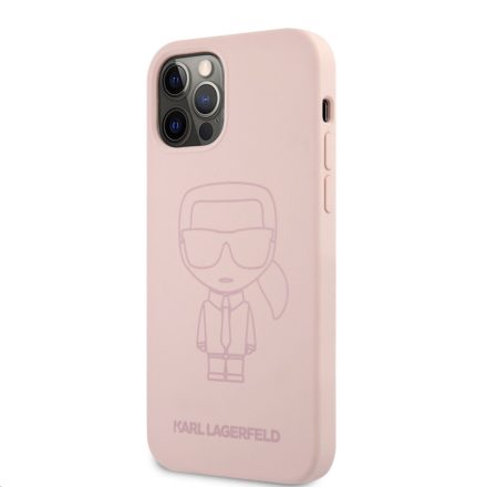 Apple iPhone 12 Pro Max KARL LAGERFELD KLHCP12LSILTTPI Liquid Silicon Hátlap - Rózsaszín
