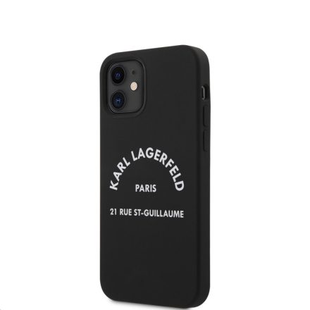 Apple iPhone 12 Mini KARL LAGERFELD KLHCP12SSLSGRBK Liquid Silicon Hátlap - Fekete