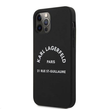 Apple iPhone 12 Pro Max KARL LAGERFELD KLHCP12LSLSGRBK Liquid Silicon Hátlap - Fekete