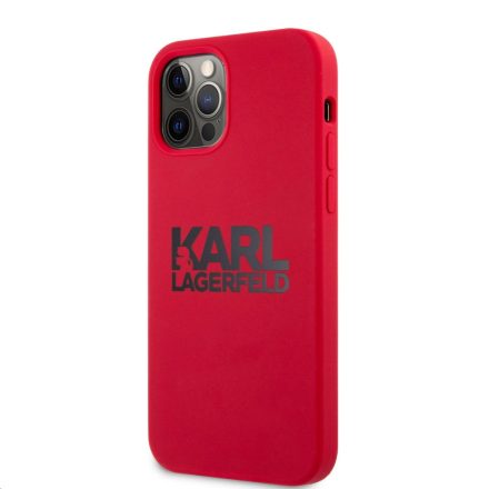 Apple iPhone 12 Pro Max KARL LAGERFELD  KLHCP12LSLKLRE Liquid Silicon Hátlap - Piros