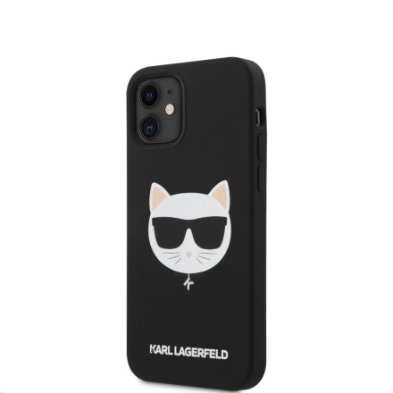 Apple iPhone 12 Mini KARL LAGERFELD KLHCP12SSLCHBK Liquid Silicon Hátlap - Fekete