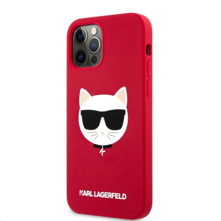 Apple iPhone 12 Pro Max KARL LAGERFELD KLHCP12LSLCHRE Liquid Silicon Hátlap - Piros