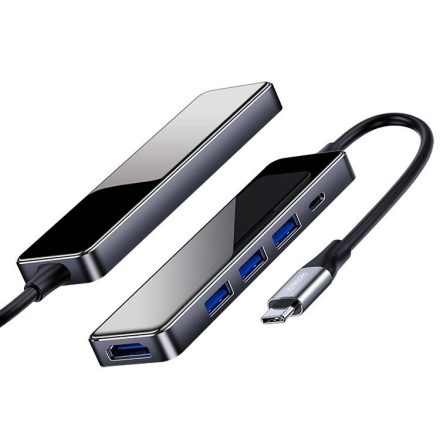 Joyroom S-M208 USB Type-C 3xUSB 3.0 + PD + HDMI + RJ45 HUB Adapter - Grafit