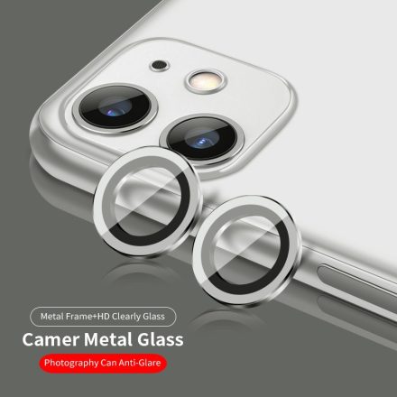 Apple iPhone 11 Lito S+ 3D Fém Kameravédő Üvegfólia - Ezüst