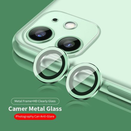 Apple iPhone 11 Lito S+ 3D Fém Kameravédő Üvegfólia - Zöld