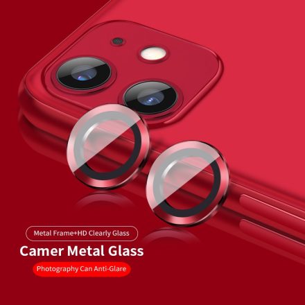 Apple iPhone 11 Lito S+ 3D Fém Kameravédő Üvegfólia - Piros