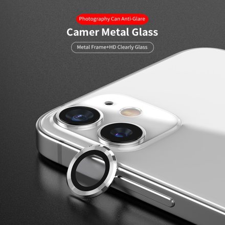 Apple iPhone 12 Mini/12 Lito S+ 3D Fém Kameravédő Üvegfólia - Ezüst