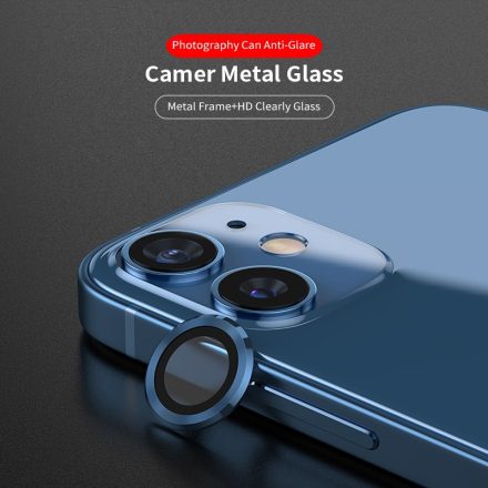 Apple iPhone 12 Mini/12 Lito S+ 3D Fém Kameravédő Üvegfólia - Kék