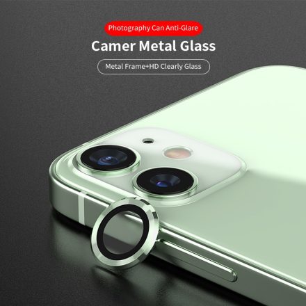 Apple iPhone 12 Mini/12 Lito S+ 3D Fém Kameravédő Üvegfólia - Zöld