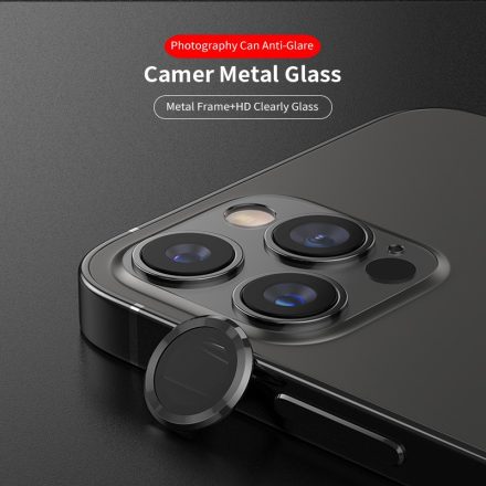 Apple iPhone 12 Pro Lito S+ 3D Fém Kameravédő Üvegfólia - Grafit