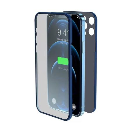 Apple iPhone 12 Lito 360'' Full Protect 2in1 Hátlap + Előlapi Üvegfólia - Kék