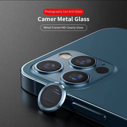 Apple iPhone 13 Mini/13 Lito S+ 3D Fém Kameravédő Üvegfólia - Kék