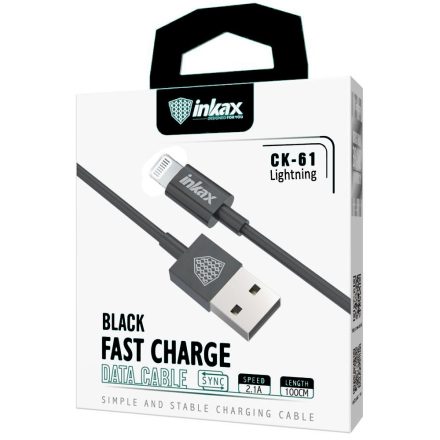 INKAX CK-61 Lightning 1M Adatkábel - Fekete