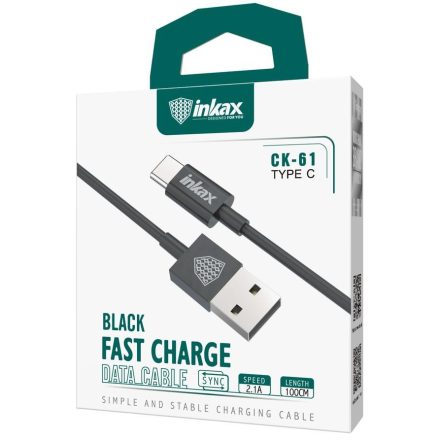 INKAX CK-61 USB Type-C 1M Adatkábel - Fekete